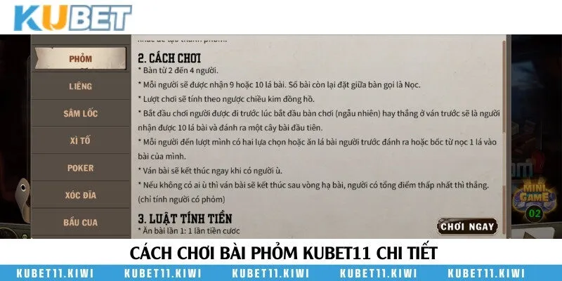 Cách tính điểm trong bài Phỏm Kubet11